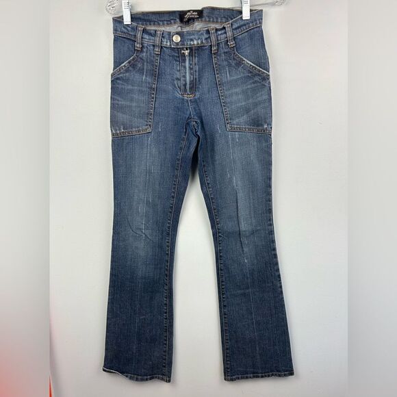 LondonJean Boot Cut Jeans Patch Pockets Retro Style Women’s Sz  2 - Picture 1 of 14